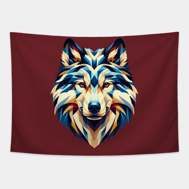 Abstract Geometric Wolf - Color Design Tapestry by AmandaOlsenDesigns