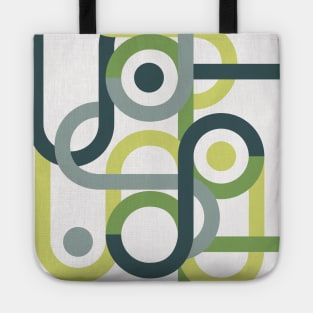 Green geometric pattern abstract mid century Tote