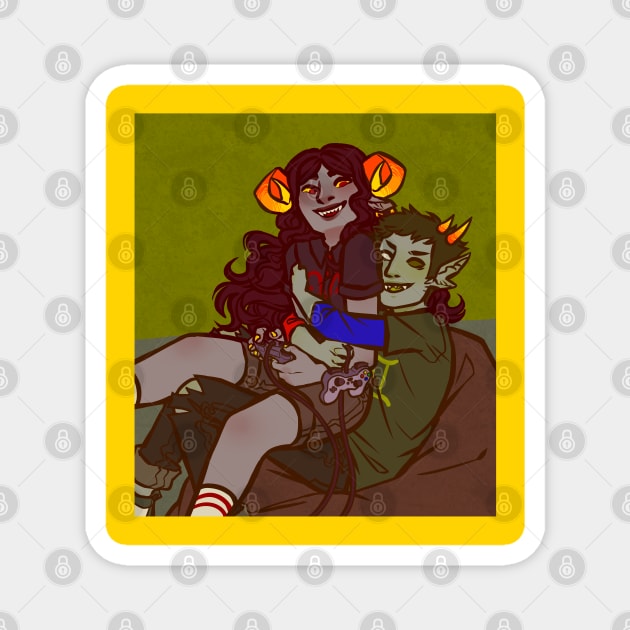 Aradia and Sollux Pale Date Magnet by lucitrius