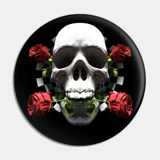 Valentine Skull Roses  Anamorphic Illusion  (Large Print) Pin