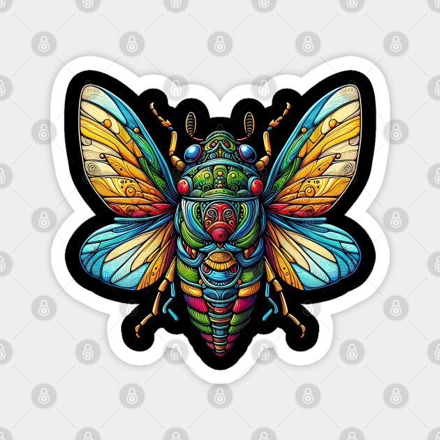 Colorful Cicada Insect Great Eastern Brood X Cicada Magnet by click2print