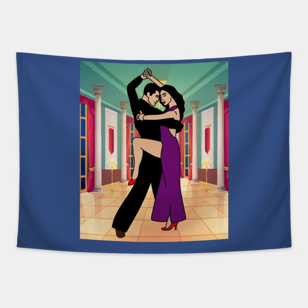 Couple Dancing Romantic Dance Tapestry by flofin