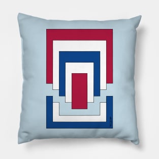 Rectangle Abstract in Red, White, and Blue Pillow