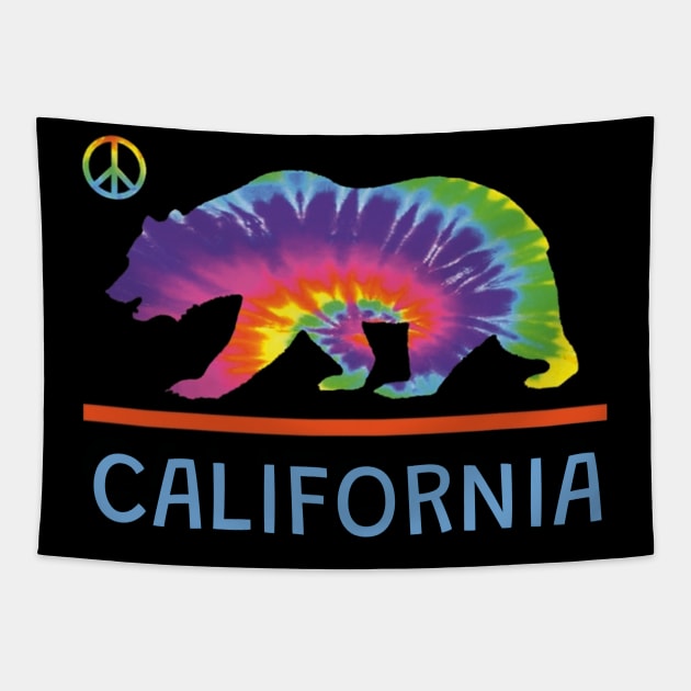 Tie Dyed California Bear Tapestry by Slightly Unhinged