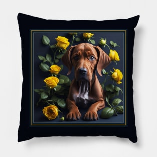 Vizsla yellow roses Pillow