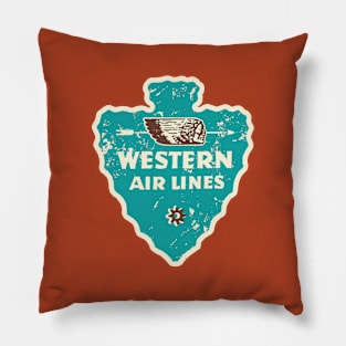 Western Airlines Vintage Label_Blue Pillow