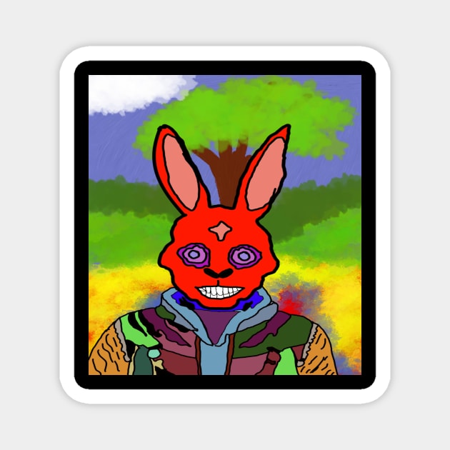 drawing rabbit of nightmares Magnet by Catbrat