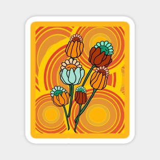 Retro Flowers Abed Magnet