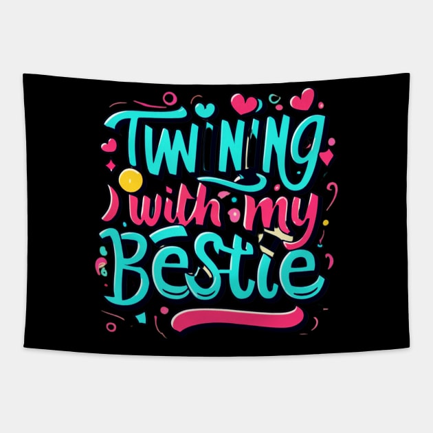 Funny Twin Matching Twins Day Friend Twinning With My Bestie Tapestry by click2print