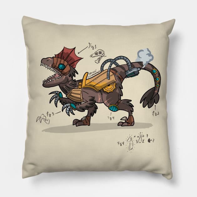 Steampunk velociraptor Pillow by Affiliate_fernanstore