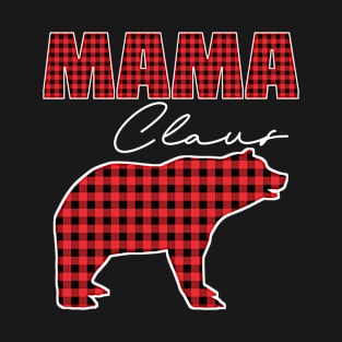 Mama Claus, Plaid Christmas Bear Mom T-Shirt