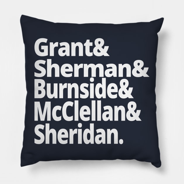 US Civil War History - Union Army Generals - Grant, Sherman, Burnside, McClellan, Sheridan - US Civil War History American History Pillow by Yesteeyear