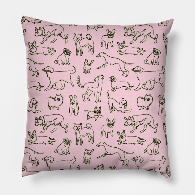 Dogs Pink Pillow by AnaAnaDesign