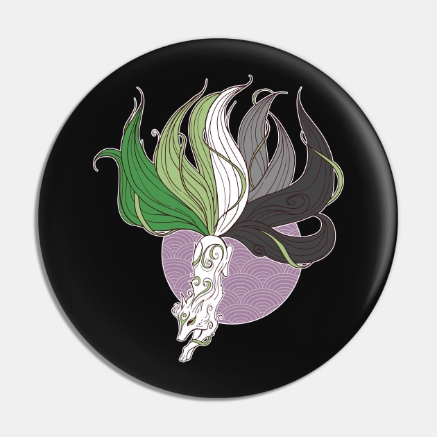 Aromantic Pride Kitsune Pin by Psitta