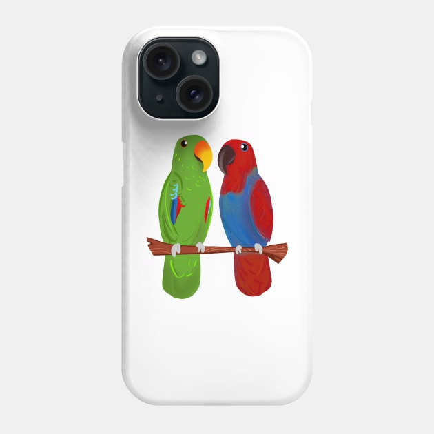 Ekkie Love Cute Eclectus Parrot Couple for parrot lovers Phone Case by SusanaDesigns