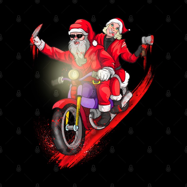 Biker Couples Mr and Mrs Santa Christmas by Trendy Black Sheep