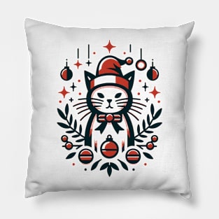 Festive Feline - Vintage Christmas Cat Art Pillow