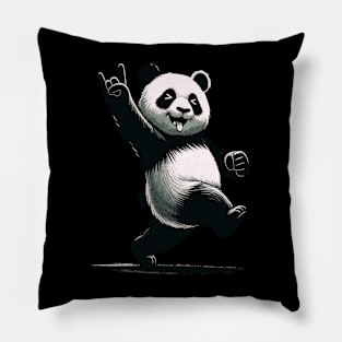 Retro Panda Rock Music Gift Funny Panda Pillow