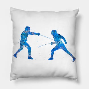 Fencing blue art Pillow