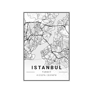 Istanbul Light City Map T-Shirt