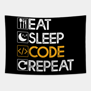 Eat Sleep Code Repeat Gift Coding Lovers Gift Tapestry