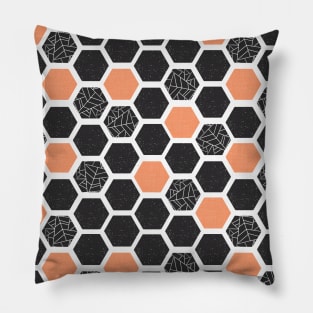 Mid-century Screenprint Hexagons Pillow