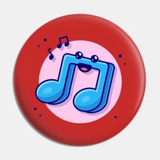 Cute Kawaii Music Note Cartoon Vector Icon Illustration Pin