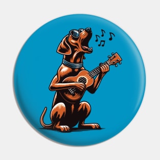 Dog Playing Guitar Singing Rhodesian Ridgeback Funny Pin