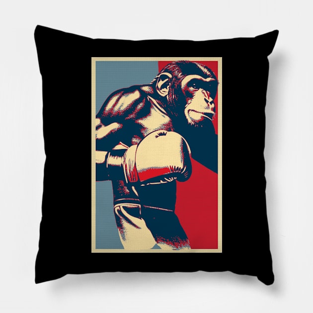 Chimpanzee Boxing Champion Pillow by DesignArchitect