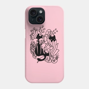 cats and skulls in the garden. Phone Case