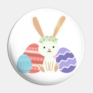 Happy Easter-Bunny and Eggs Pin