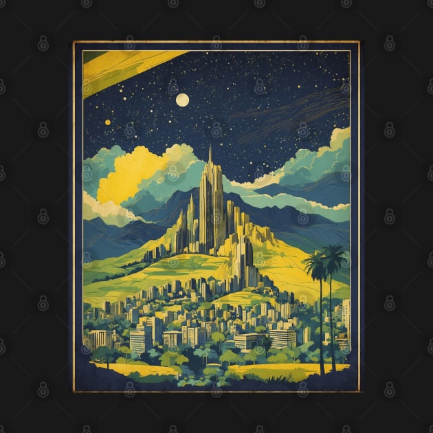 Belo Horizonte Starry Night Brazil Vintage Tourism Travel Poster Art by TravelersGems