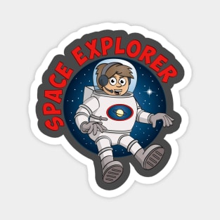 Illustration of a happy space explorer astronaut boy Magnet