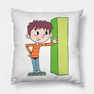 boy leaning on the capital letter I Pillow