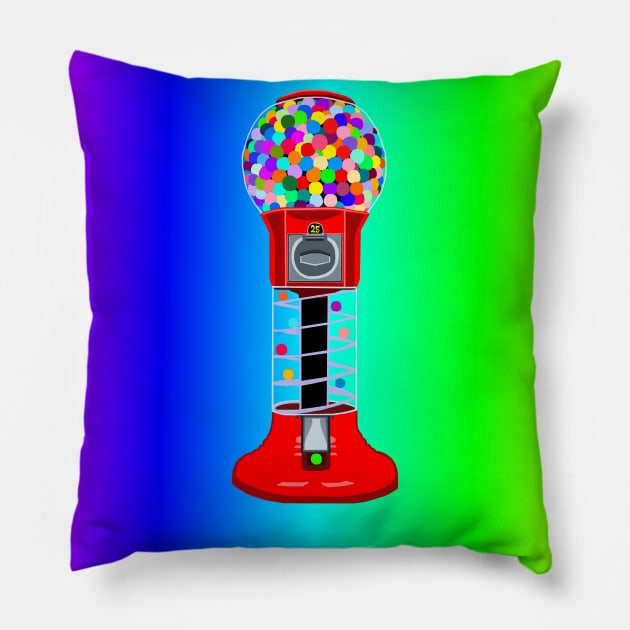 Rainbow Gumball Machine Pillow by Art by Deborah Camp