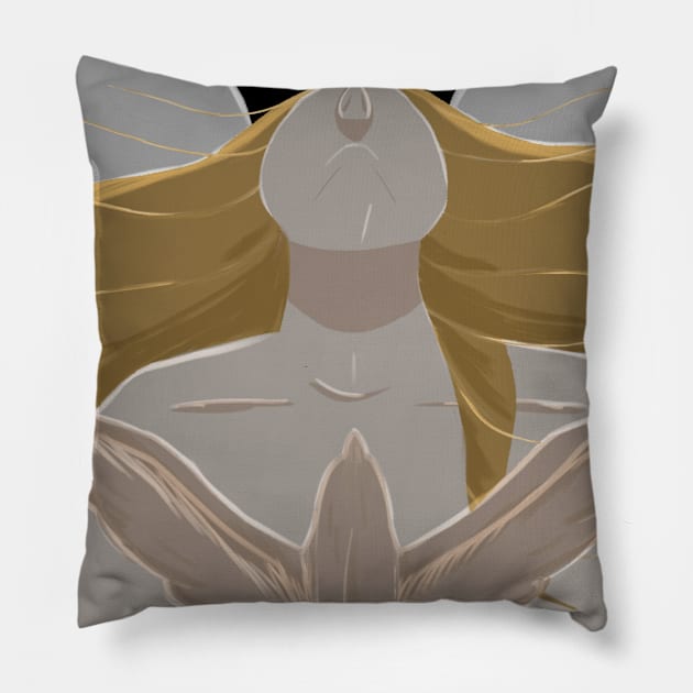 Free Bird Woman Outline Free Hand Drawing Pillow by Nevervand