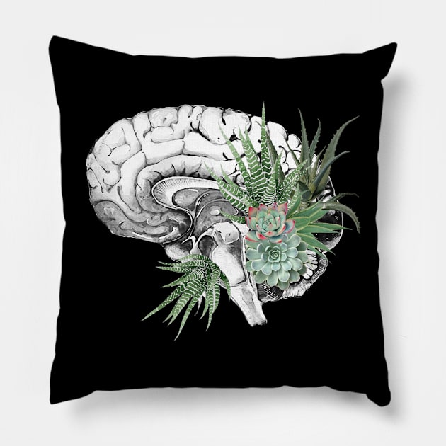 Brain Floral, Mental Health Matters 33 Pillow by Collagedream