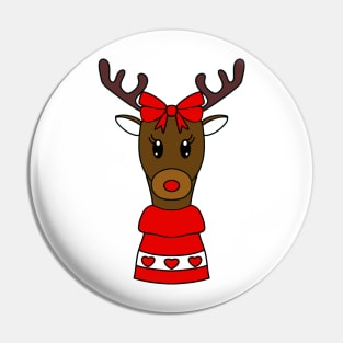 MERRY Christmas Reindeer Hearts - Cute Reindeer Art Pin