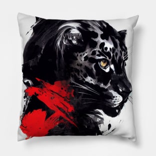 Leopard Panther Wild Nature Free Spirit Art Brush Painting Pillow