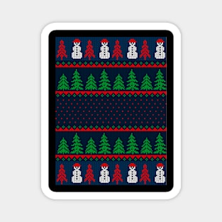 Ugly Christmas Sweater Snowman and Trees Magnet