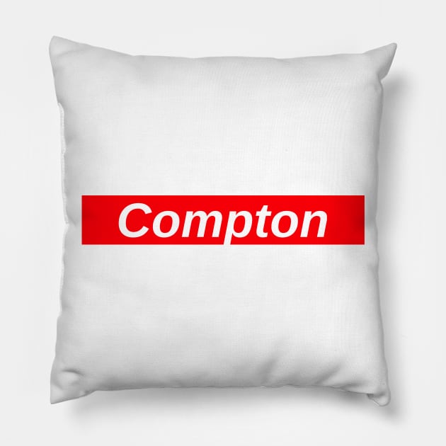 Compton // Red Box Logo Pillow by FlexxxApparel