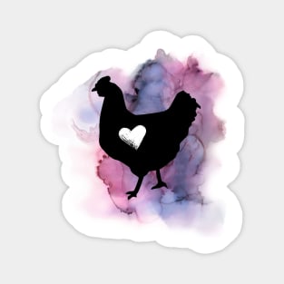 Chicken with Heart Watercolor Magnet