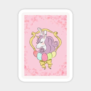 Happy easter purple hair unicorn Magnet