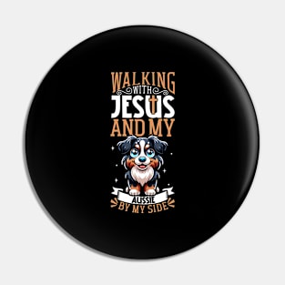 Jesus and dog - Australian Shepherd Pin