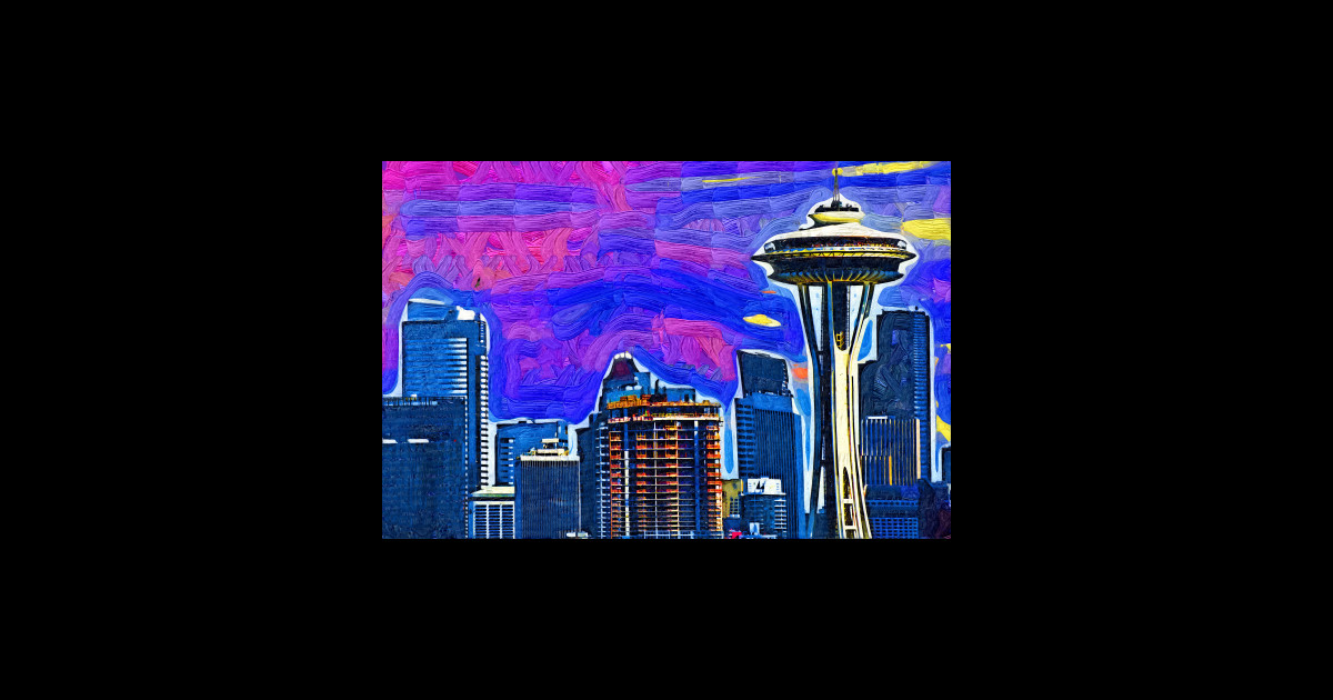 Spece Needle Fauvism Style - Space Needle - Sticker | TeePublic