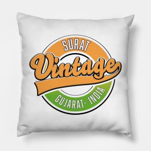 Surat, India vintage style logo Pillow