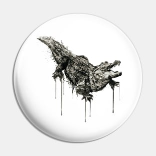 Alligator Black and White Pin