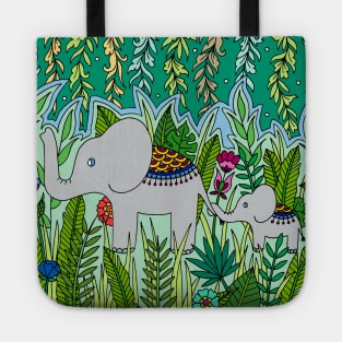 Elephant Mother and Baby Tote