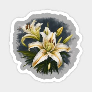 Artistic White Lilies Vector Design Magnet