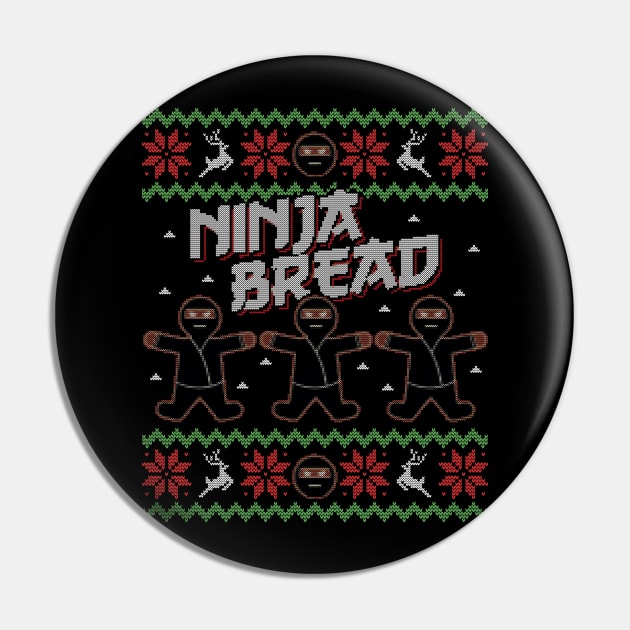 Ugly Christmas Sweater Ninja Bread Gingerbread Man Pin by HolidayoftheWeek